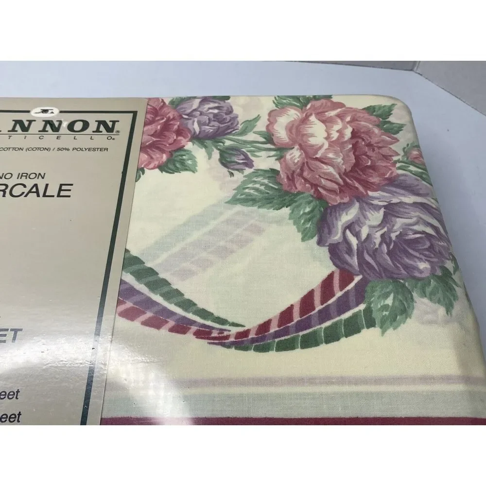 Cannon Monticello Full Flat Sheet VTG New Sealed Complete Set Nice Pattern‎